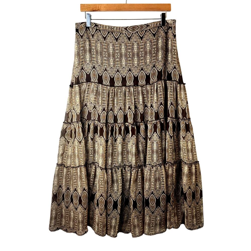 Vtg Jessica Maxi Skirt Tiered Prairie Cottagecore Whimsigoth Boho Gypsy Size 12
